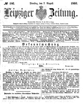 Leipziger Zeitung Dienstag 7. August 1860