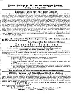 Leipziger Zeitung Dienstag 7. August 1860