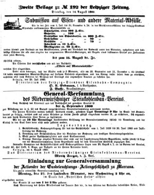 Leipziger Zeitung Dienstag 14. August 1860