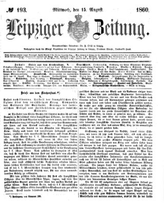 Leipziger Zeitung Mittwoch 15. August 1860