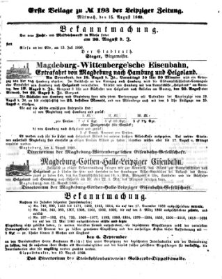 Leipziger Zeitung Mittwoch 15. August 1860