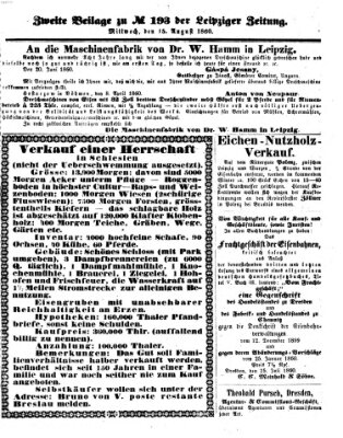 Leipziger Zeitung Mittwoch 15. August 1860