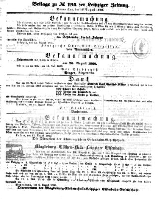 Leipziger Zeitung Donnerstag 16. August 1860