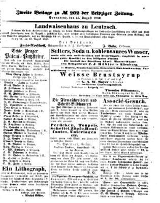 Leipziger Zeitung Samstag 25. August 1860