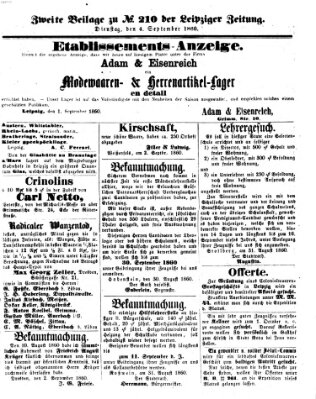 Leipziger Zeitung Dienstag 4. September 1860