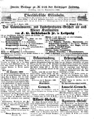 Leipziger Zeitung Dienstag 11. September 1860