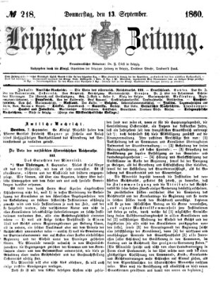 Leipziger Zeitung Donnerstag 13. September 1860