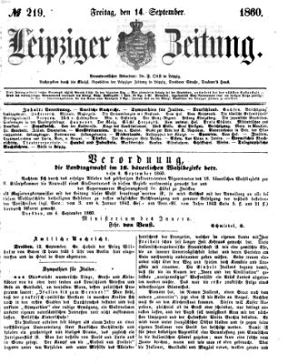 Leipziger Zeitung Freitag 14. September 1860