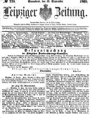 Leipziger Zeitung Samstag 15. September 1860