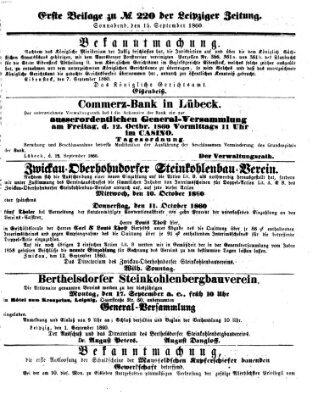 Leipziger Zeitung Samstag 15. September 1860