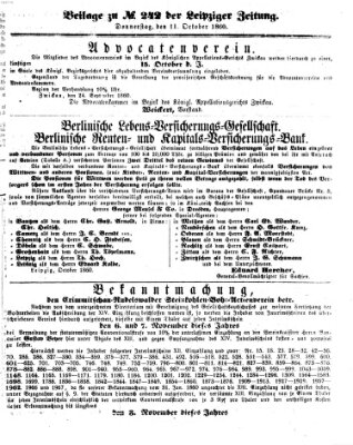 Leipziger Zeitung Donnerstag 11. Oktober 1860