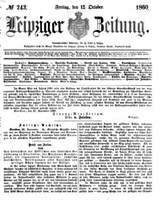 Leipziger Zeitung Freitag 12. Oktober 1860