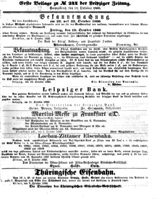 Leipziger Zeitung Samstag 13. Oktober 1860