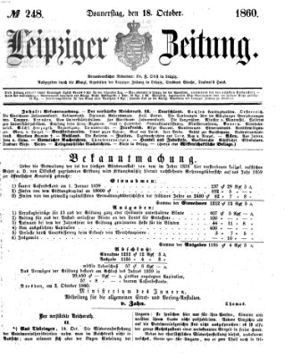 Leipziger Zeitung Donnerstag 18. Oktober 1860