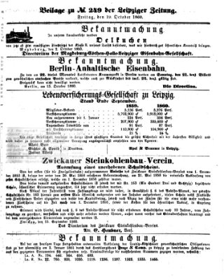 Leipziger Zeitung Freitag 19. Oktober 1860