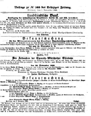 Leipziger Zeitung Mittwoch 7. November 1860