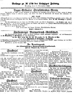 Leipziger Zeitung Dienstag 13. November 1860