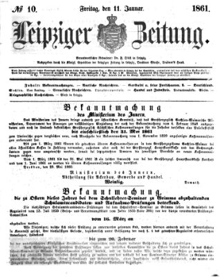 Leipziger Zeitung Freitag 11. Januar 1861