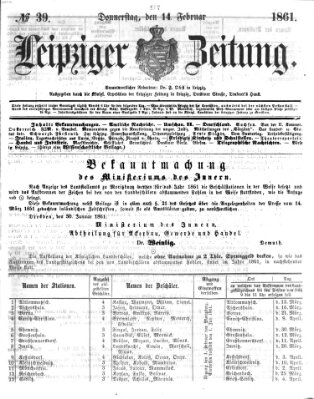 Leipziger Zeitung Donnerstag 14. Februar 1861