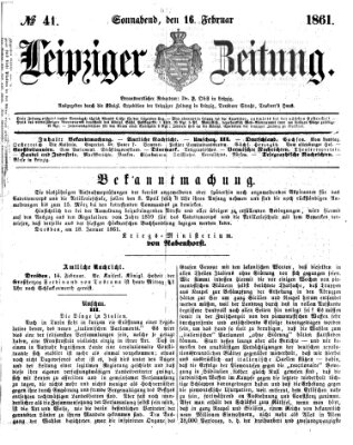 Leipziger Zeitung Samstag 16. Februar 1861