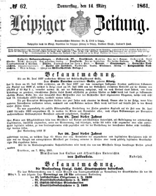 Leipziger Zeitung Donnerstag 14. März 1861