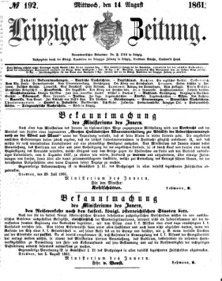 Leipziger Zeitung Mittwoch 14. August 1861