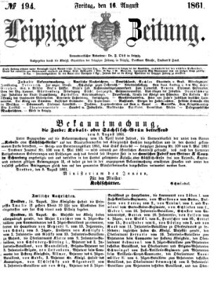 Leipziger Zeitung Freitag 16. August 1861