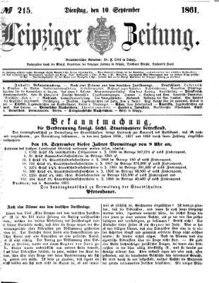 Leipziger Zeitung Dienstag 10. September 1861