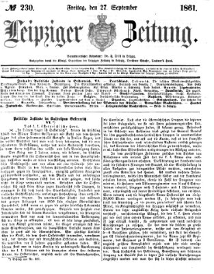 Leipziger Zeitung Freitag 27. September 1861