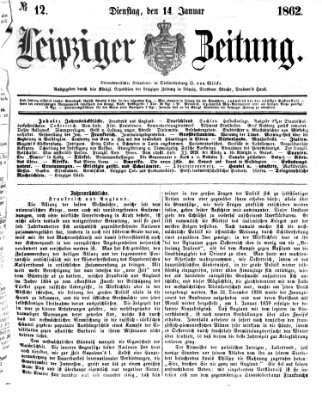 Leipziger Zeitung Dienstag 14. Januar 1862