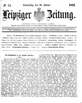 Leipziger Zeitung Donnerstag 16. Januar 1862