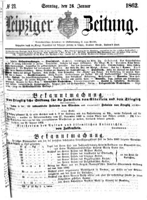 Leipziger Zeitung Sonntag 26. Januar 1862