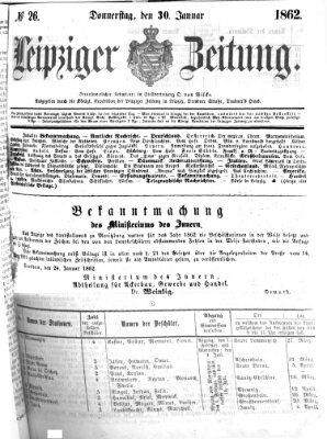 Leipziger Zeitung Donnerstag 30. Januar 1862