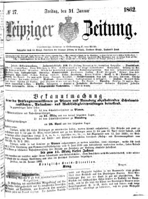 Leipziger Zeitung Freitag 31. Januar 1862