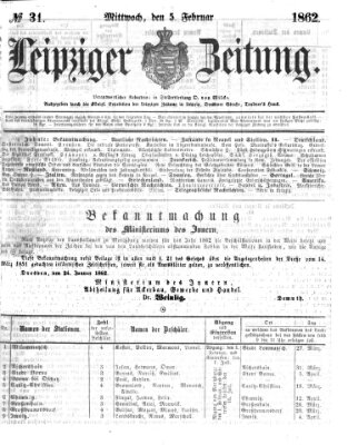 Leipziger Zeitung Mittwoch 5. Februar 1862