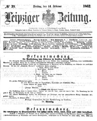 Leipziger Zeitung Freitag 14. Februar 1862