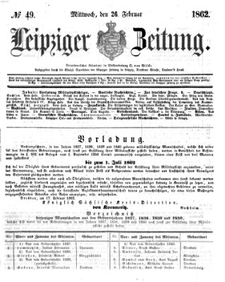 Leipziger Zeitung Mittwoch 26. Februar 1862