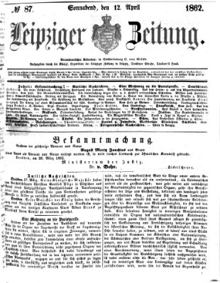 Leipziger Zeitung Samstag 12. April 1862