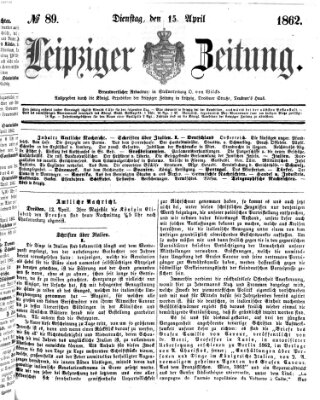 Leipziger Zeitung Dienstag 15. April 1862