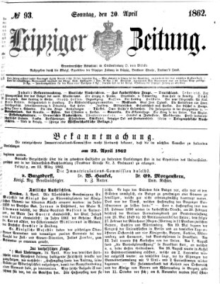 Leipziger Zeitung Sonntag 20. April 1862