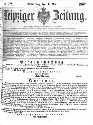 Leipziger Zeitung Donnerstag 1. Mai 1862