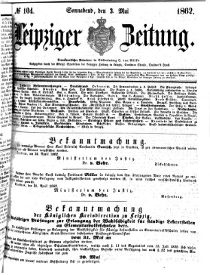 Leipziger Zeitung Samstag 3. Mai 1862