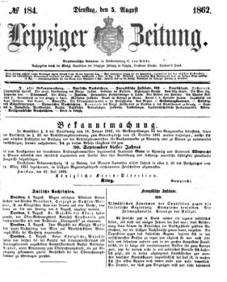 Leipziger Zeitung Dienstag 5. August 1862