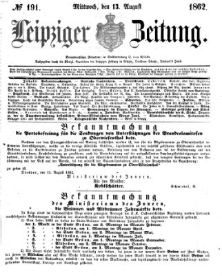 Leipziger Zeitung Mittwoch 13. August 1862