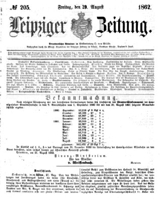 Leipziger Zeitung Freitag 29. August 1862