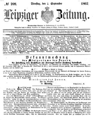 Leipziger Zeitung Dienstag 2. September 1862