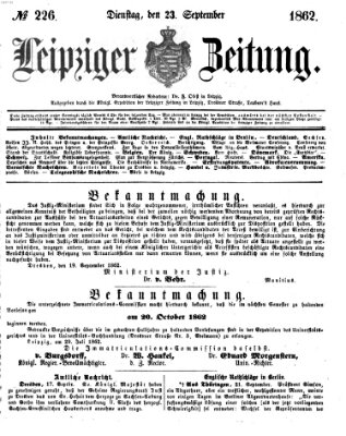 Leipziger Zeitung Dienstag 23. September 1862