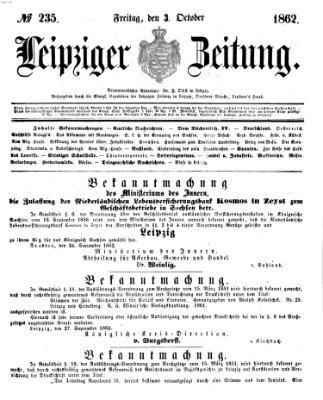 Leipziger Zeitung Freitag 3. Oktober 1862