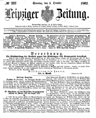 Leipziger Zeitung Sonntag 5. Oktober 1862