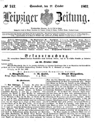 Leipziger Zeitung Samstag 11. Oktober 1862